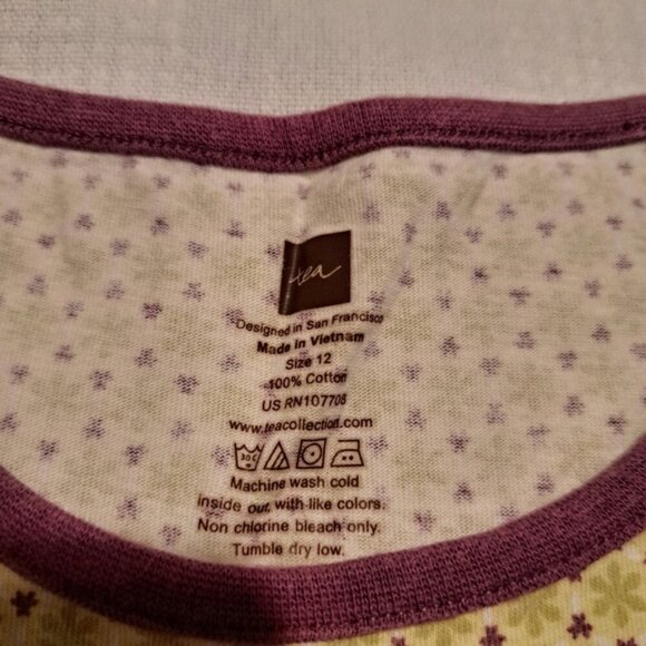 Tea Collection girls size 12 2 tone green purple & white design VGUC - Picture 4 of 6